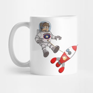 Space explorer illustration “The astronaut and his spaceship” Mug